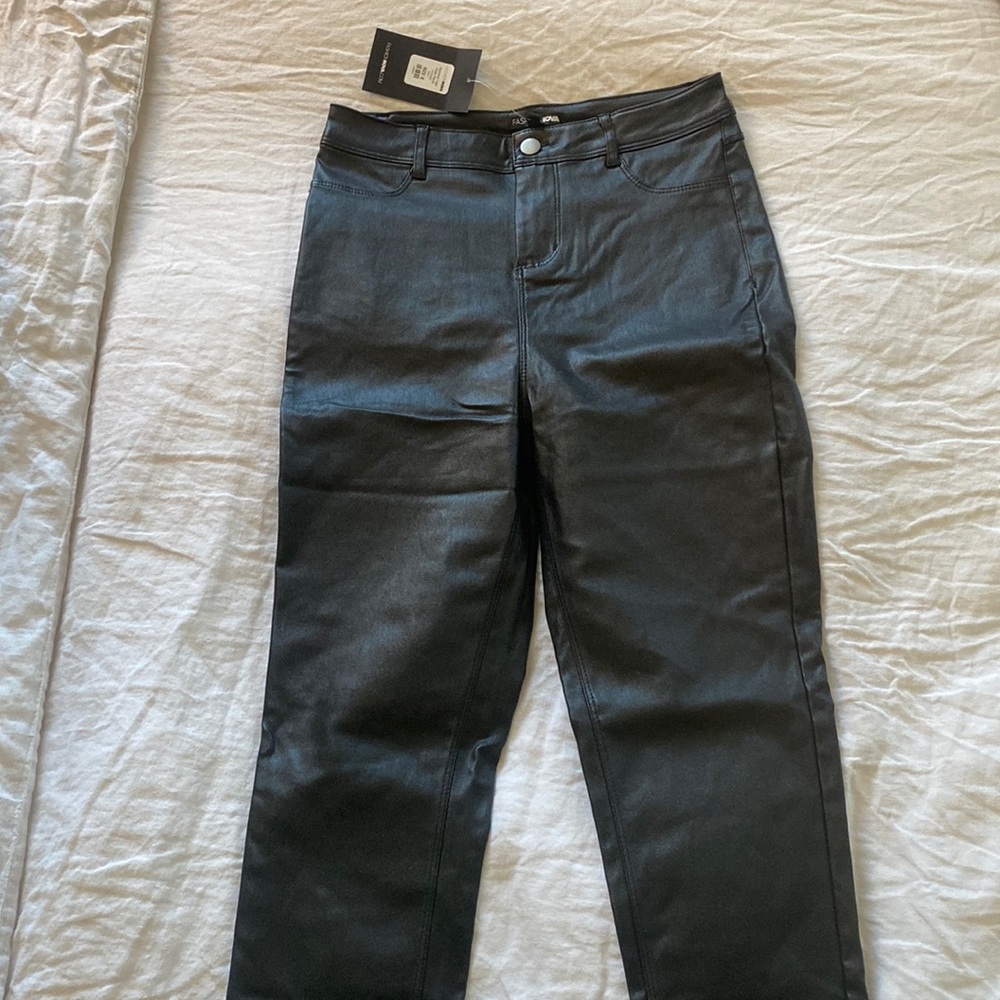Black faux leather high rise pants - Picture 1 of 5